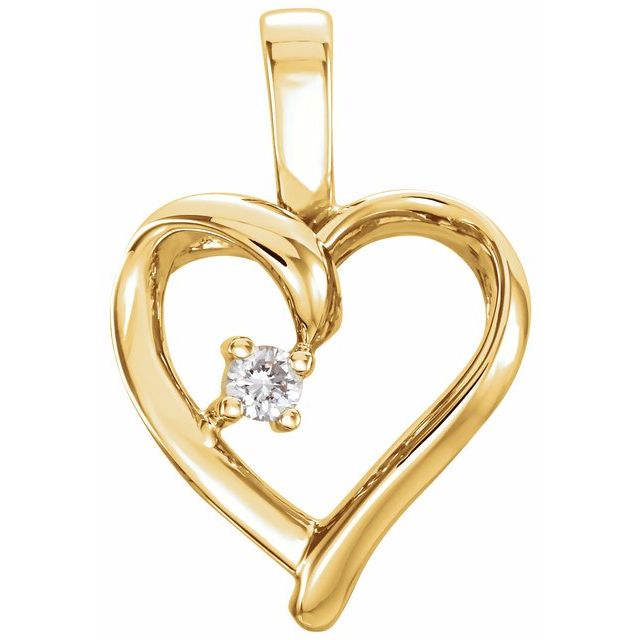 Round .02 CT Natural Diamond Heart Pendant