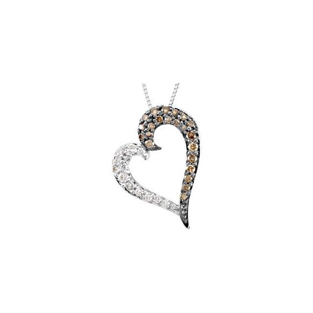 Round 1/4 CTW Brown & White Natural Diamond Heart Necklace