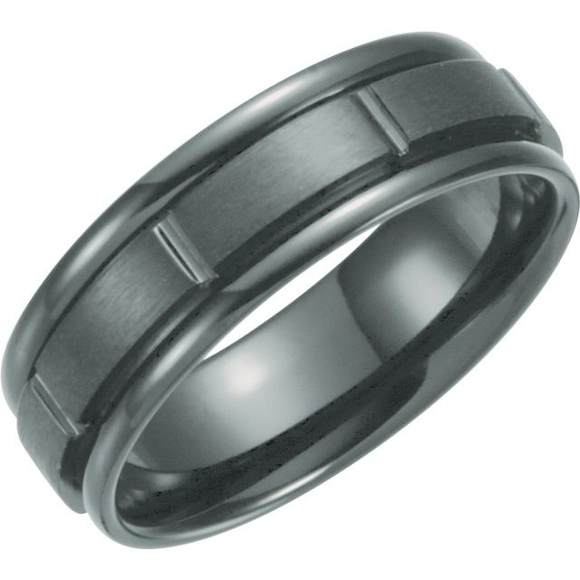 Black Titanium 7mm Grooved Band