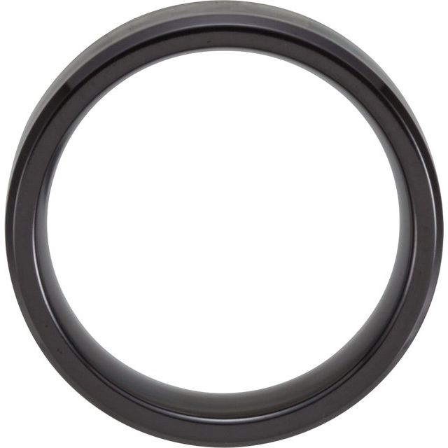 Black Titanium 8mm Beveled-Edge Band with Black Carbon Fiber Inlay