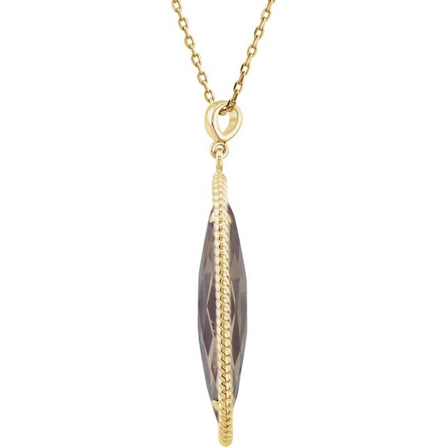 Oval Natural Smoky Quartz Rope Necklace