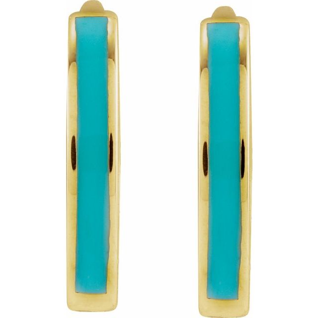 12mm Hinged Turquoise Enamel Huggie Earrings