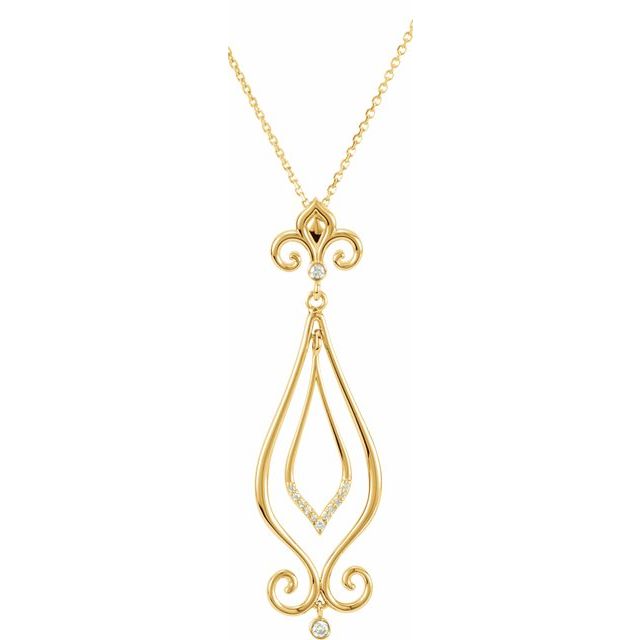 Round .08 CTW Natural Diamond Fleur-de-Lis Necklace