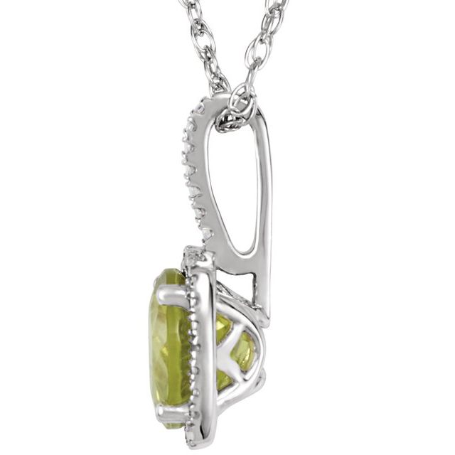Round 7mm Natural Peridot & .015 CTW Natural Diamond Necklace