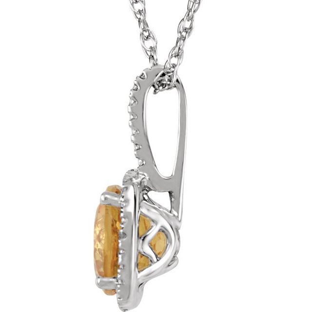 Round 7mm Natural Citrine & .015 CTW Natural Diamond Necklace