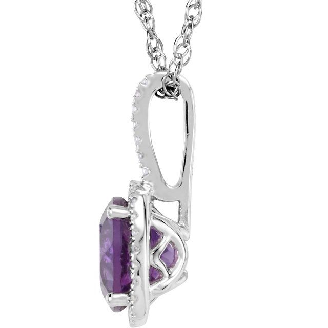 Round Natural Amethyst & .015 CTW Natural Diamond Necklace