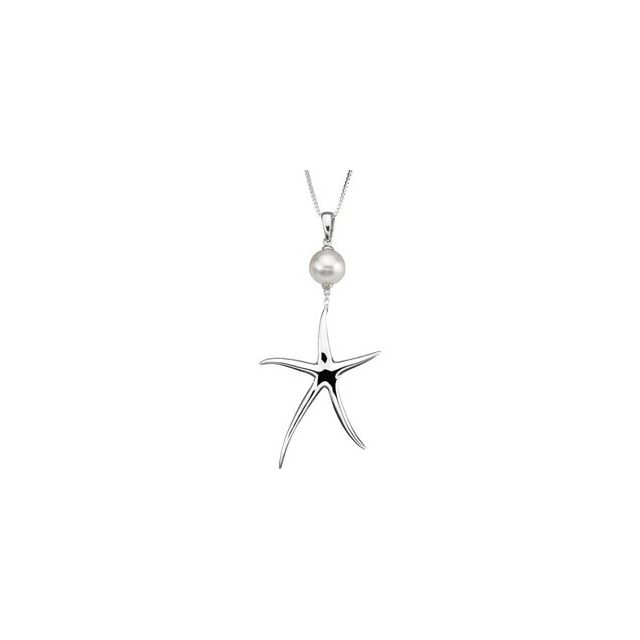 Cultured White Freshwater Pearl Starfish Necklace