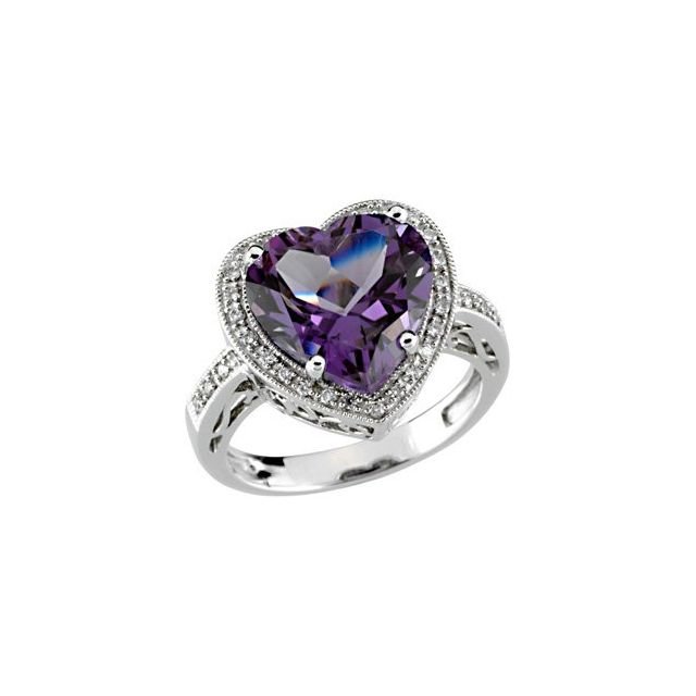Natural Amethyst & 1/6 CTW Natural Diamond Ring