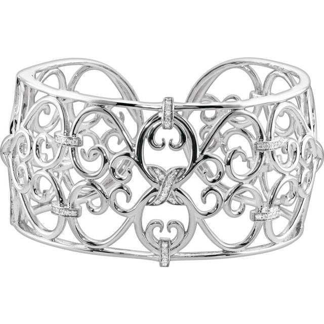 Round 1/3 CTW Natural Diamond Cuff 7 1/2" Bracelet