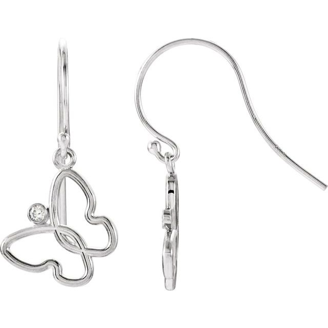 Round .04 CTW Natural Diamond Butterfly Earrings