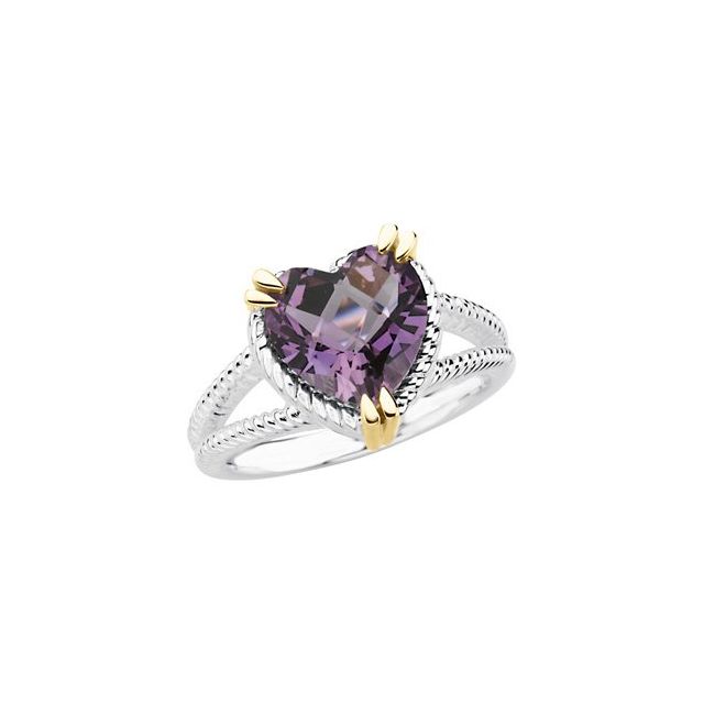 Cushion Natural Amethyst Heart Ring