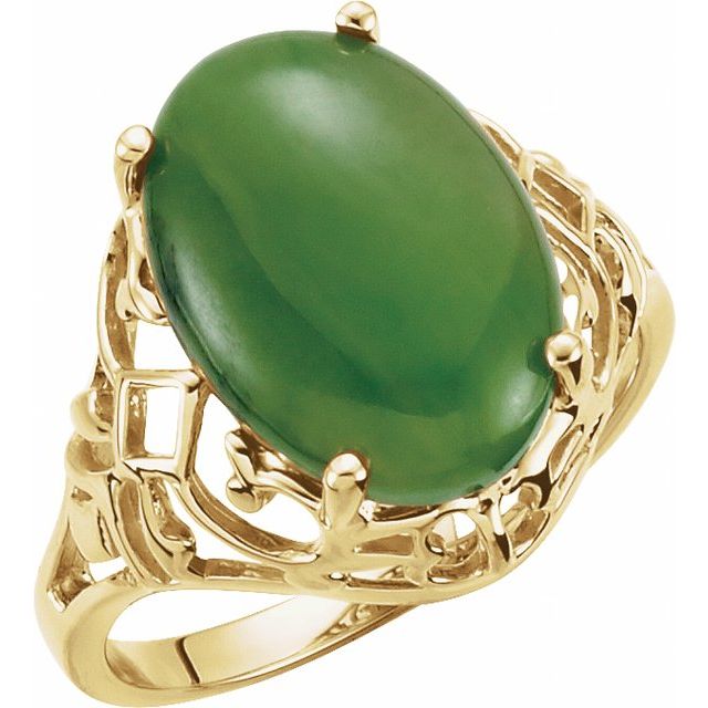 Natural Nephrite Jade Cabochon Ring
