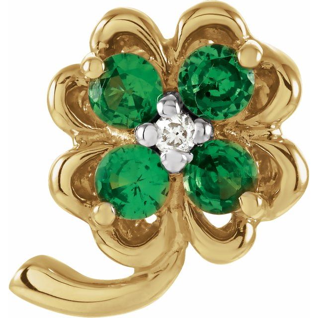 Natural Tsavorite & .05 CTW Natural Diamond Clover Pendant
