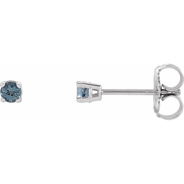 Round 2.5mm Natural Aquamarine Stud Earrings