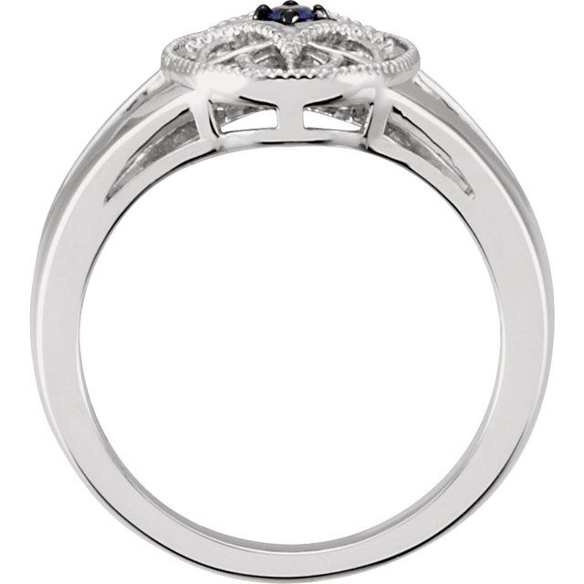 Natural Blue Sapphire Granulated Filigree Ring