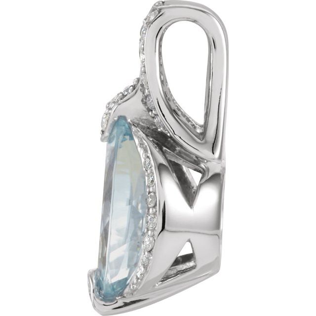 Oval Natural Aquamarine & 1/5 CTW Natural Diamond Pendant