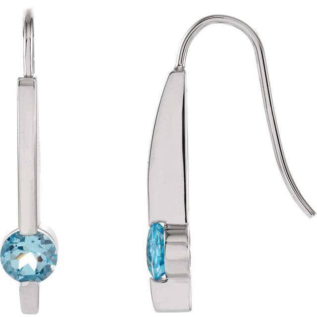 Round Natural Aquamarine Bar Earrings