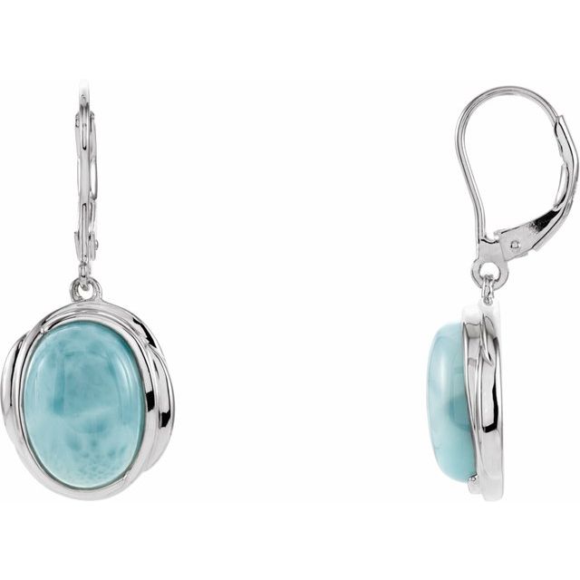 Oval Natural Larimar Earrings