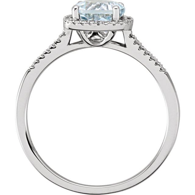 Round Natural Aquamarine & .01 CTW Natural Diamond Ring