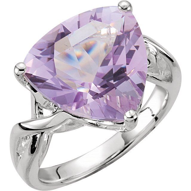 Trillion Natural Rose de France Quartz Ring
