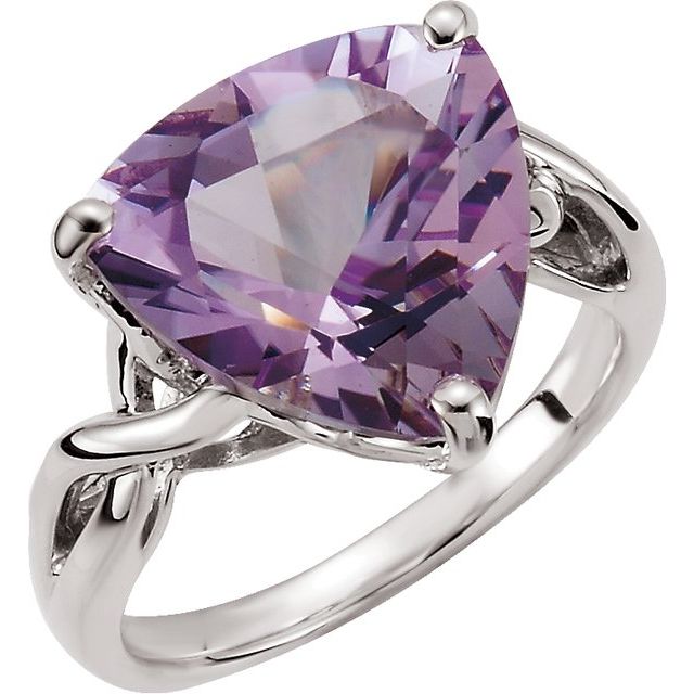 Trillion Natural Rose de France Quartz Ring