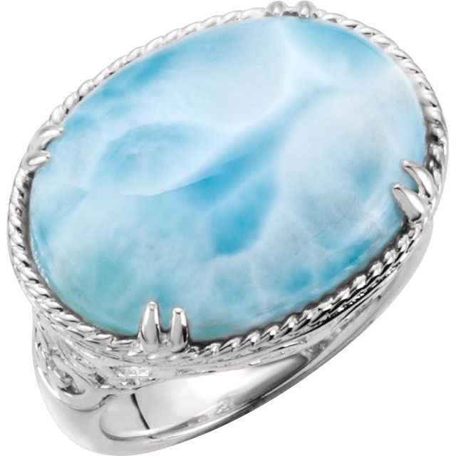 Natural Larimar Cabochon Ring