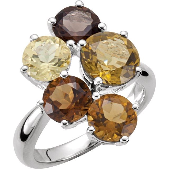 Round Natural Quarts & Natural Citrine Multi-Stone Ring