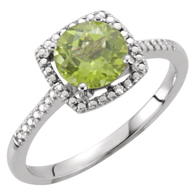 Round Natural Peridot & .01 CTW Natural Diamond Ring