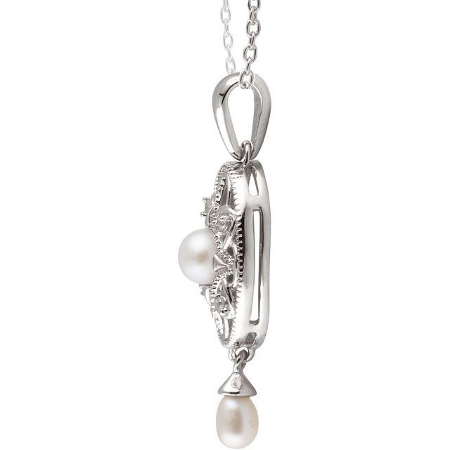 White Freshwater Cultured Pearl & .025 CTW Diamond Necklace
