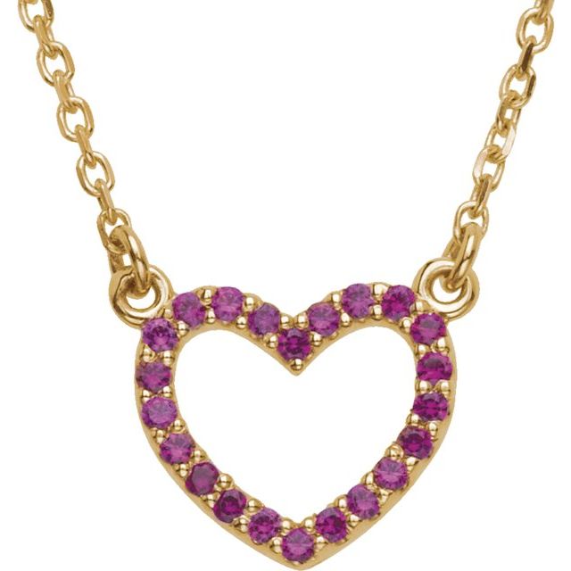 Round Natural Ruby Heart Necklace