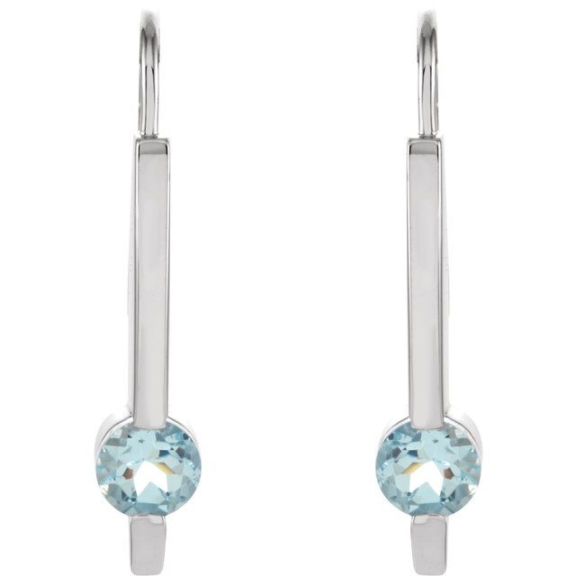 Round Natural Aquamarine Bar Earrings