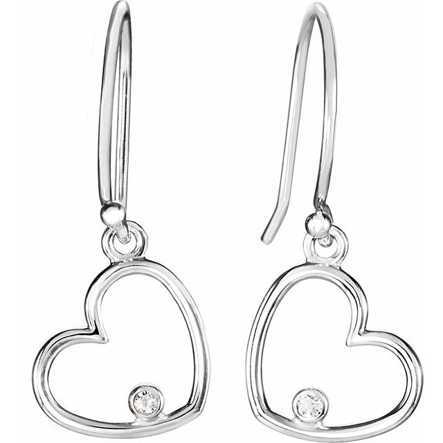 Round .03 CTW Natural Diamond Heart Earrings
