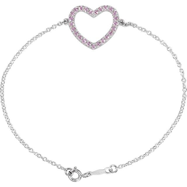 Pink Cubic Zirconia Heart Bracelet