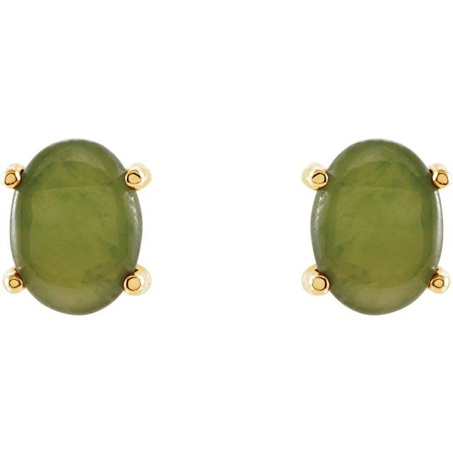 Oval Natural Nephrite Jade Earrings