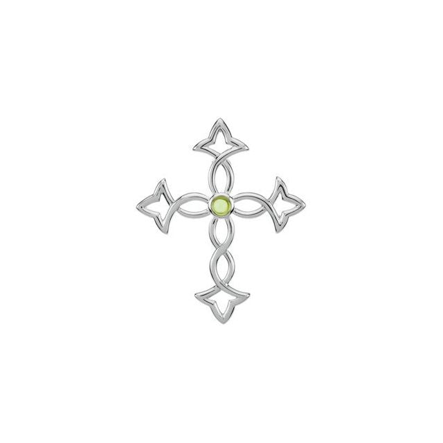 Round Natural Peridot Cross Pendant