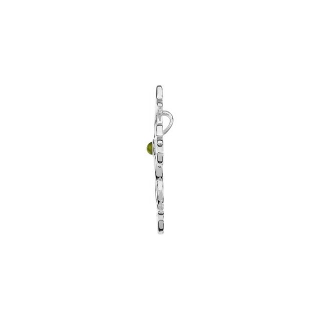 Round Natural Peridot Cross Pendant