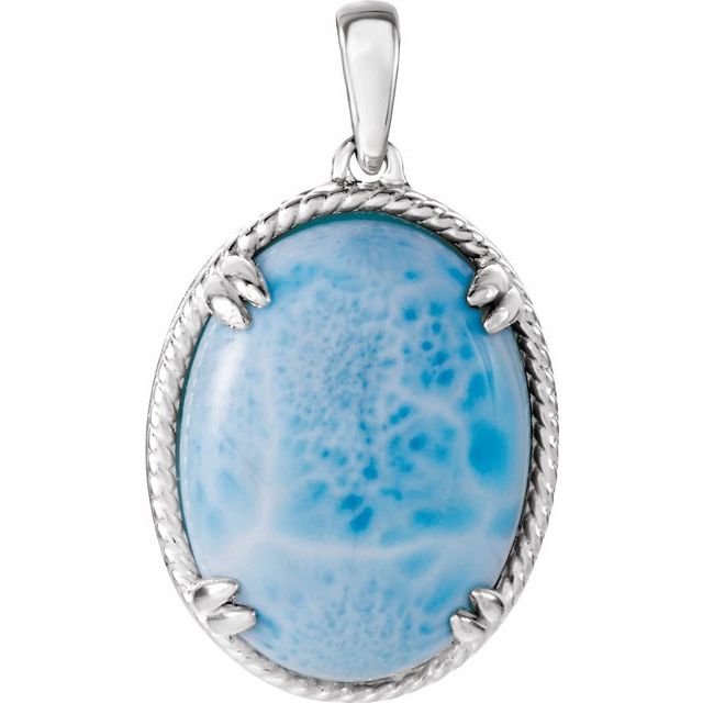 20x15mm Natural Larimar Pendant