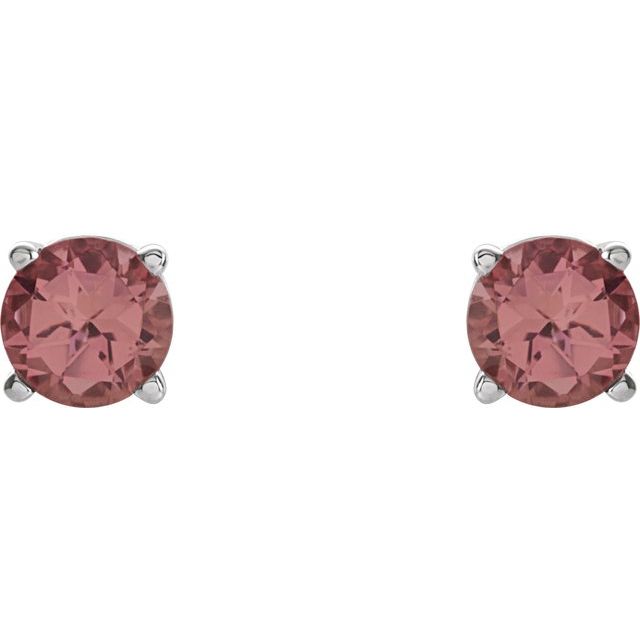 Round 6mm Natural Pink Tourmaline Earrings