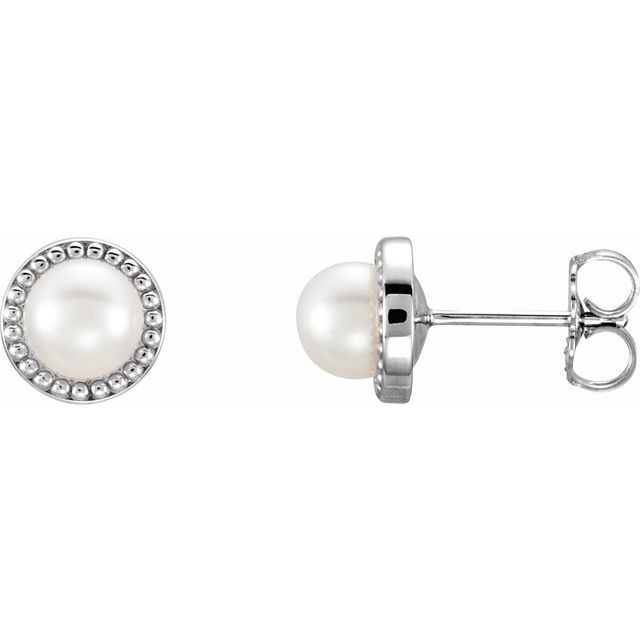 5.5-6mm Cultured White Freshwater Pearl Earrings