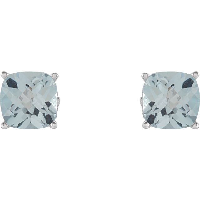 5x5mm Cushion Natural Sky Blue Topaz Earrings