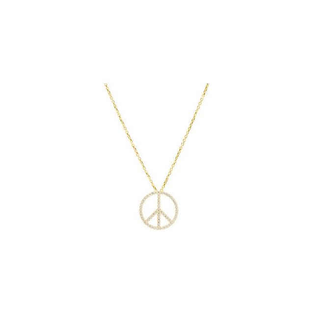Round 1/4 CTW Natural Diamond Tiny Peace Sign Necklace