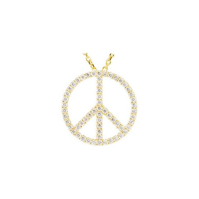 Round 1/4 CTW Natural Diamond Tiny Peace Sign Necklace