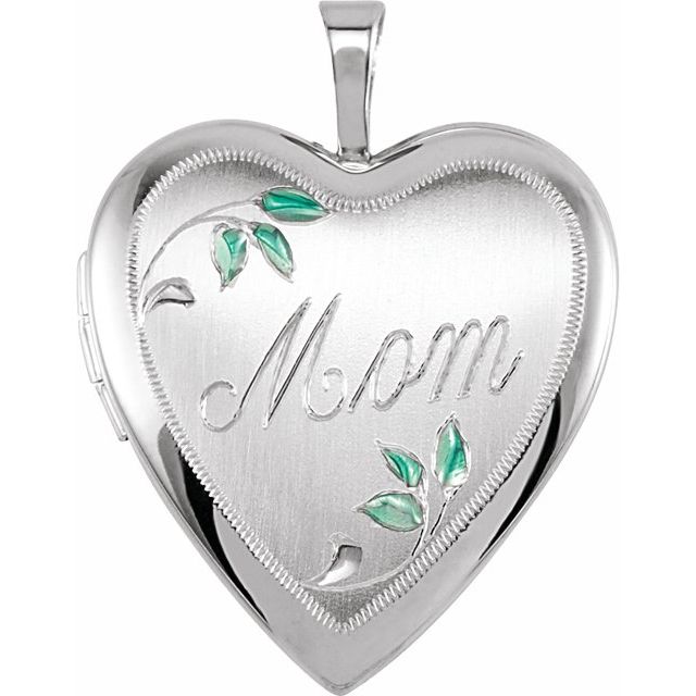 25.1x19.3mm Heart Mom Locket with Color