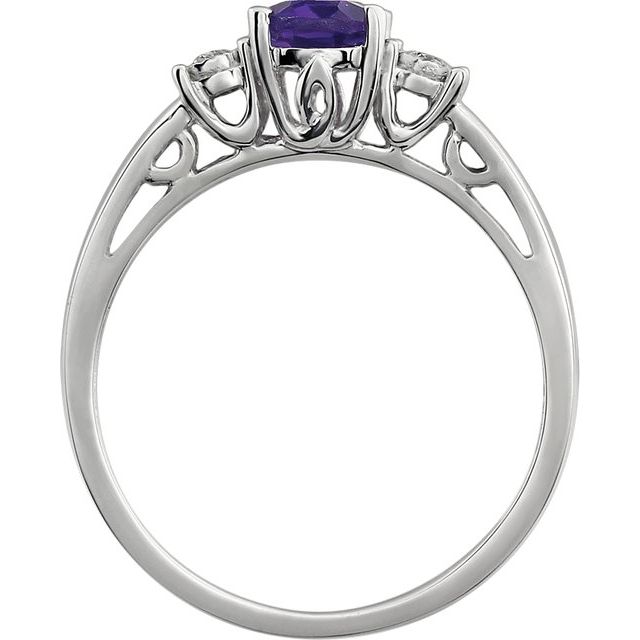 Oval Natural Amethyst & .04 CTW Natural Diamond Ring