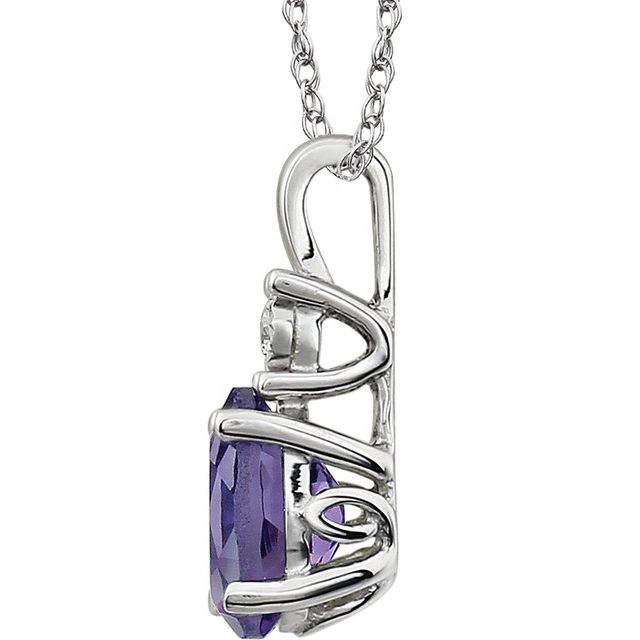 Oval Natural Amethyst & .02 CT Natural Diamond Necklace