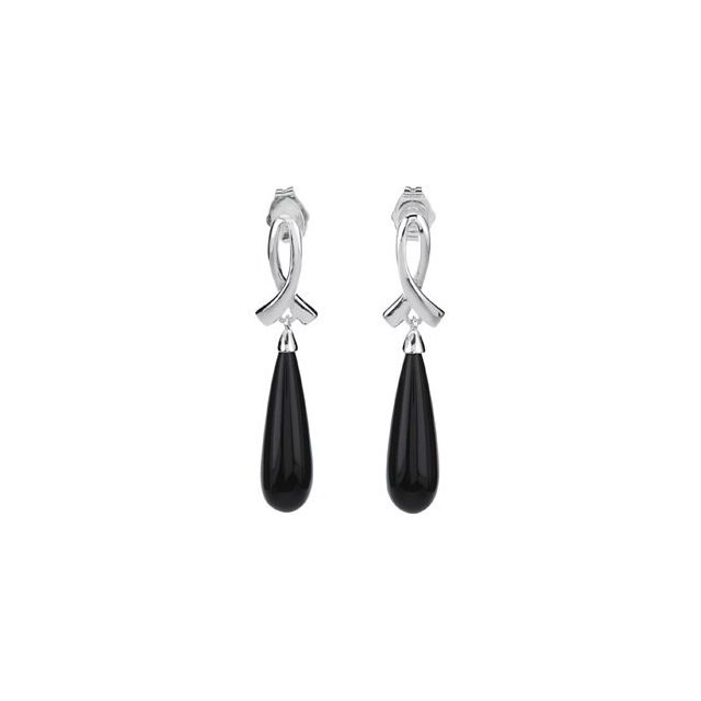 Briolette Natural Black Onyx Earrings