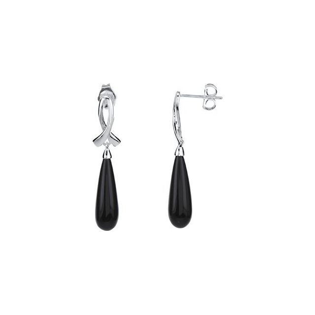 Briolette Natural Black Onyx Earrings