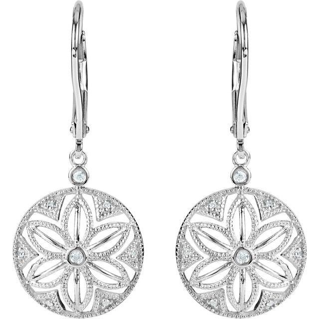 Round .08 CTW Natural Diamond Lever Back Earrings