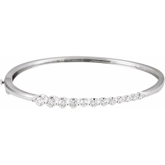 Round 1 CTW Natural Diamond Journey Hinged Bangle 6 1/2" Bracelet