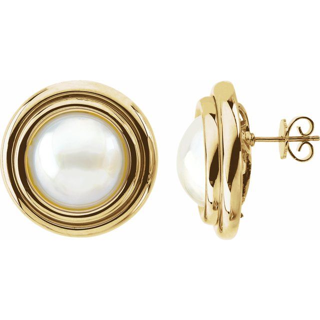 Cultured White Mabe Pearl Earrings